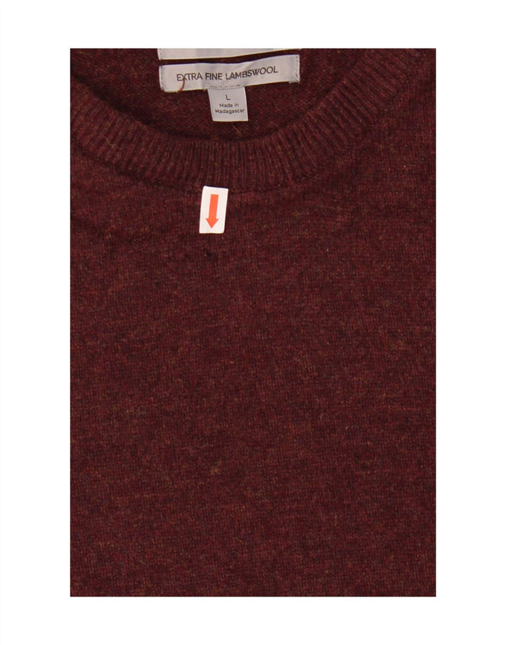 Marks & Spencer Mens Crew Neck Jumper Sweater Large Burgundy Wool