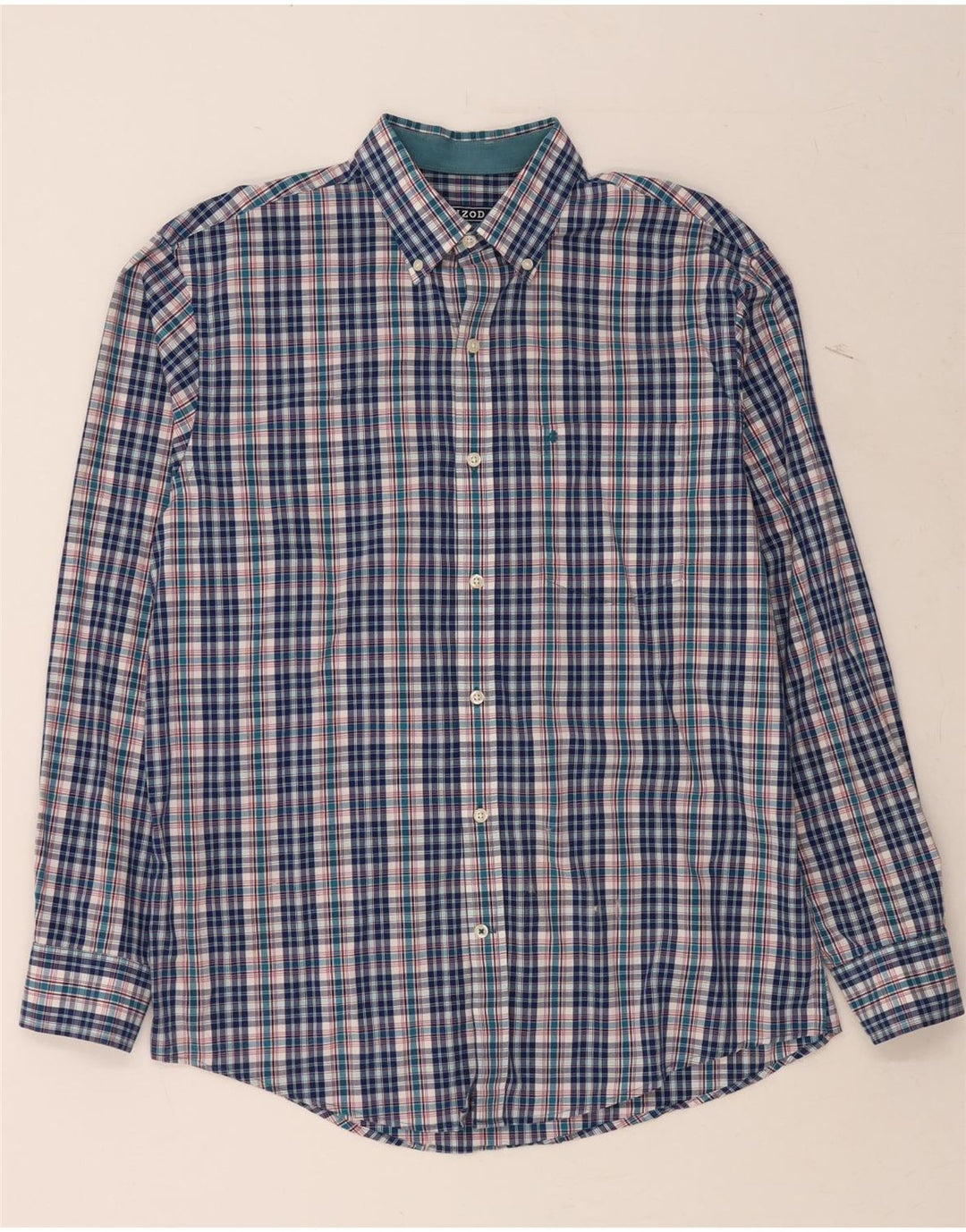 IZOD Mens Shirt Medium Blue Check Cotton Vintage Izod and Second-Hand Izod from Messina Hembry 