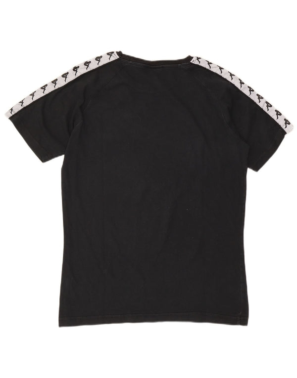 Kappa Womens Graphic T-Shirt Top UK 14 Large Black Colourblock Cotton