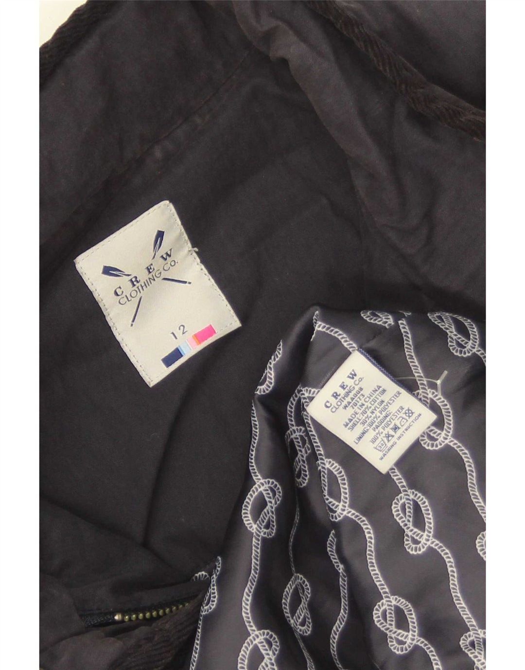 Crew Clothing Womens Quilted Jacket UK 12 Medium Navy Blue Cotton