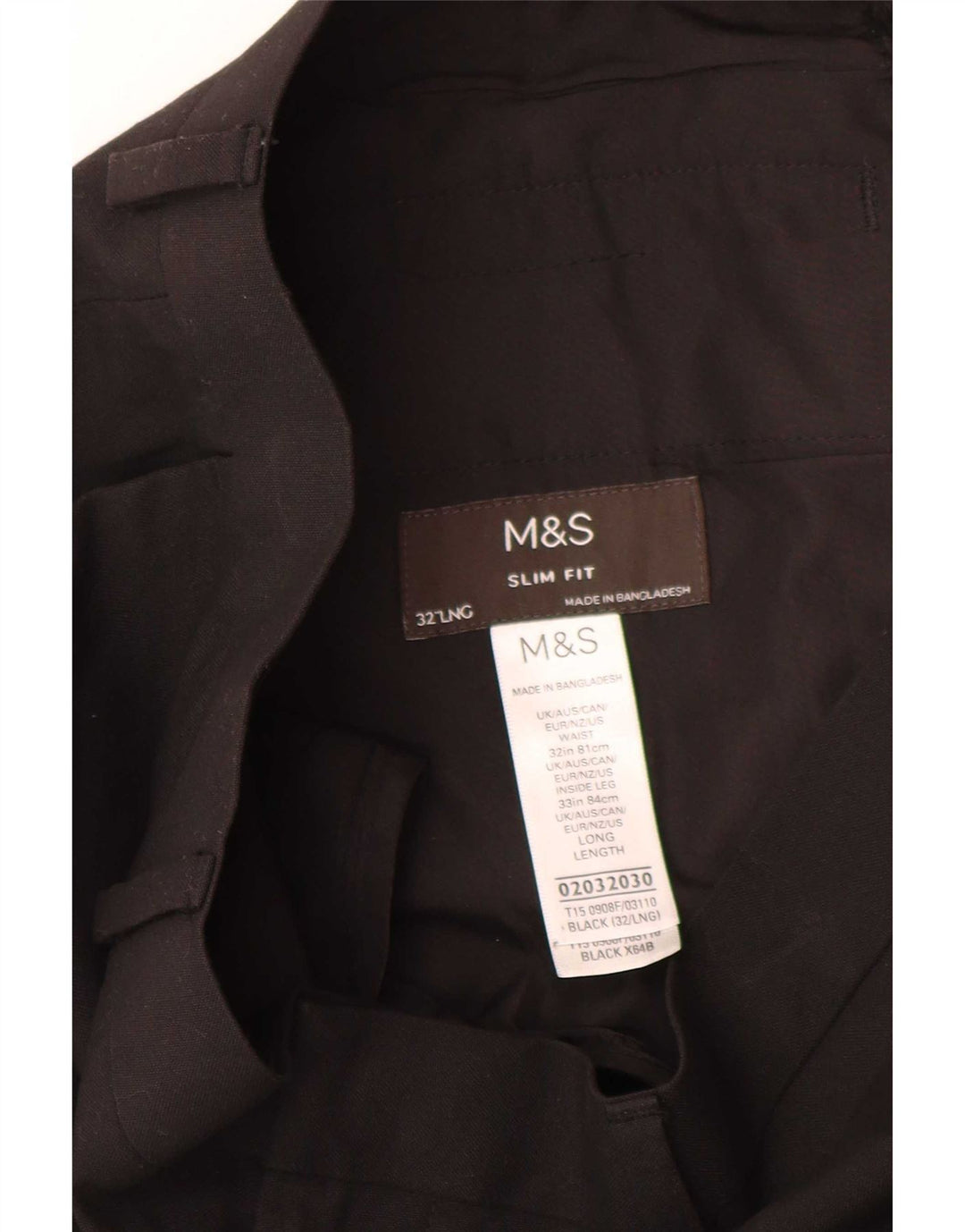 Marks & Spencer Mens Slim Fit Suit Trousers W32 L33 Black Polyester