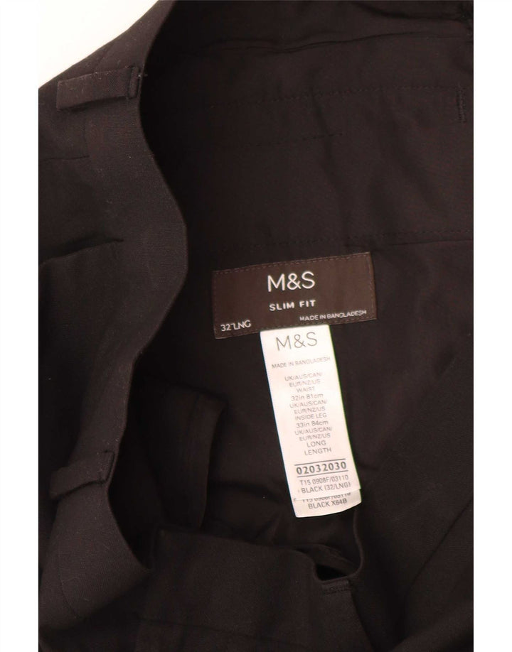 Marks & Spencer Mens Slim Fit Suit Trousers W32 L33 Black Polyester