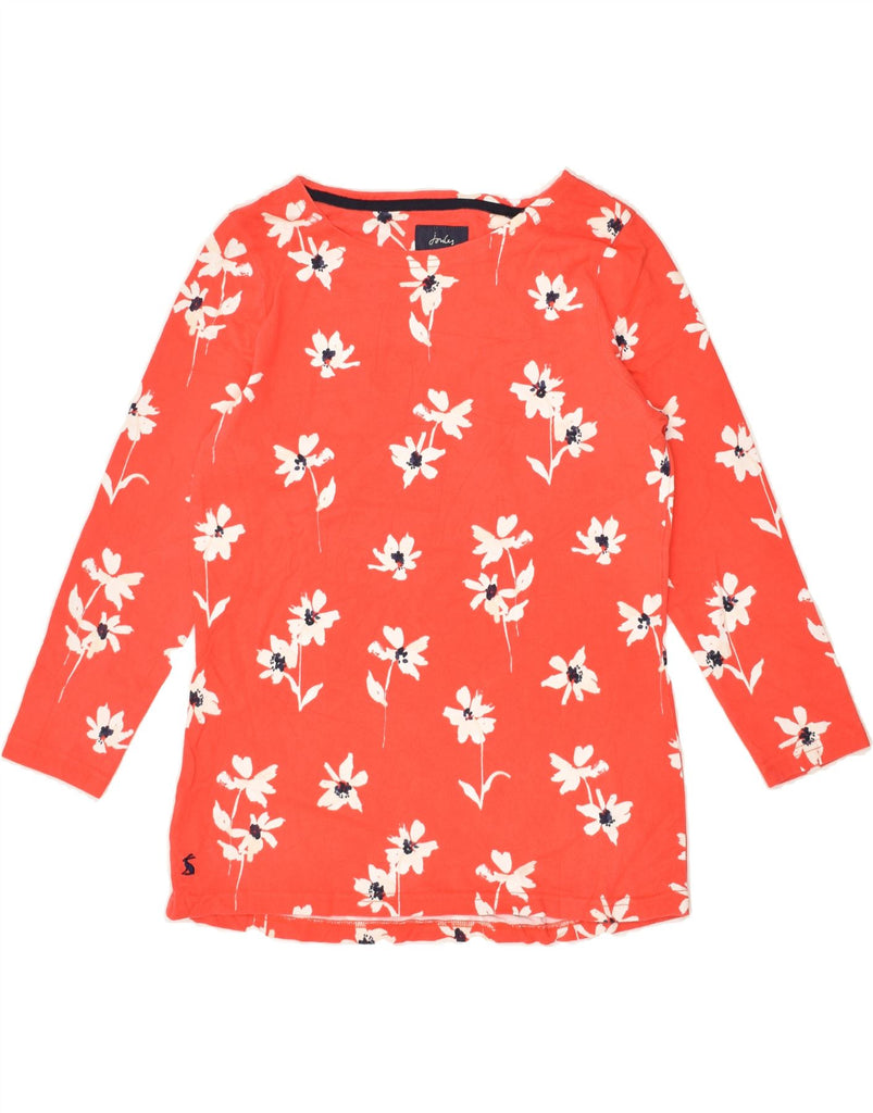 JOULES Womens Graphic Top 3/4 Sleeve UK 12 Medium Red Floral Cotton | Vintage Joules | Thrift | Second-Hand Joules | Used Clothing | Messina Hembry 