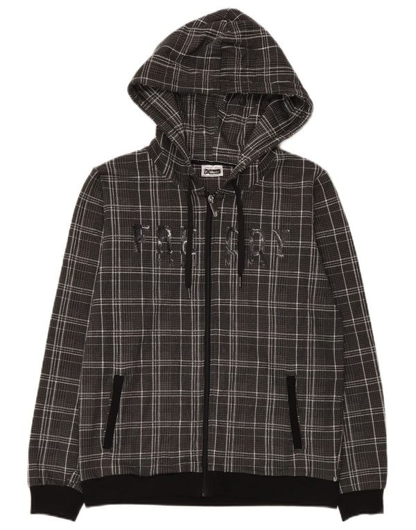 Freddy Womens Graphic Zip Hoodie Sweater UK 10 Small  Grey Check Cotton