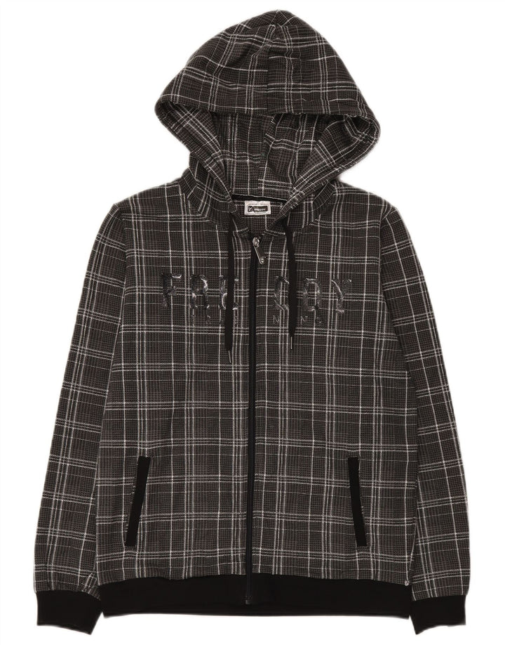 Freddy Womens Graphic Zip Hoodie Sweater UK 10 Small  Grey Check Cotton