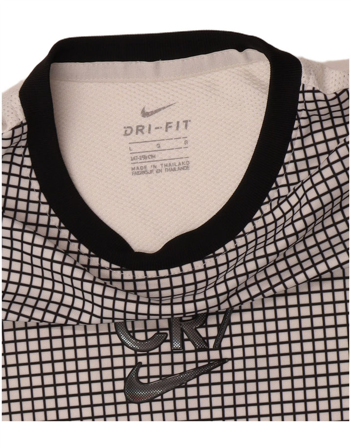 Nike Boys CR7 Graphic T-Shirt Top 12-13 Years Large White Check