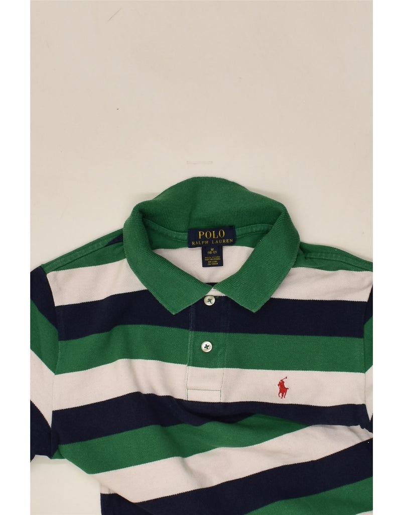 POLO RALPH LAUREN Boys Polo Shirt 10-11 Years Medium Green Striped Cotton | Vintage Polo Ralph Lauren | Thrift | Second-Hand Polo Ralph Lauren | Used Clothing | Messina Hembry 