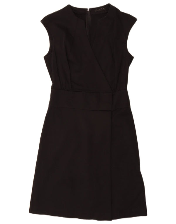 Sisley Womens Sleeveless A-Line Dress UK 10 Small Black Cotton