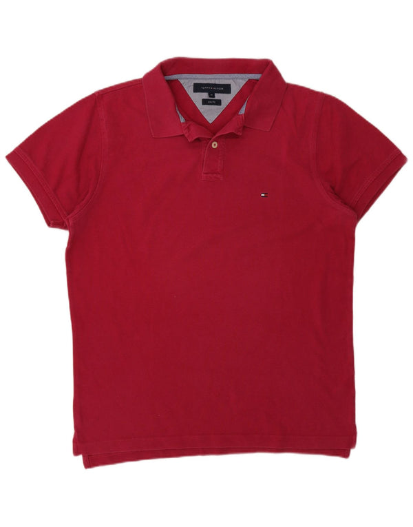 Tommy Hilfiger Mens Slim Fit Polo Shirt Medium Pink Cotton