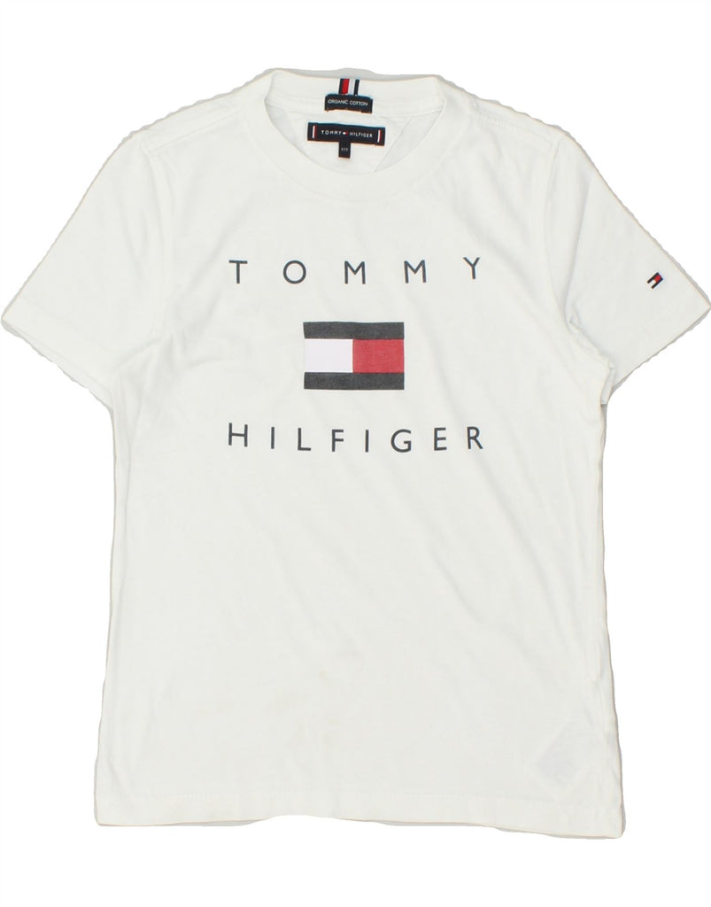 TOMMY HILFIGER Boys Graphic T-Shirt Top 6-7 Years White Cotton | Vintage Tommy Hilfiger | Thrift | Second-Hand Tommy Hilfiger | Used Clothing | Messina Hembry 