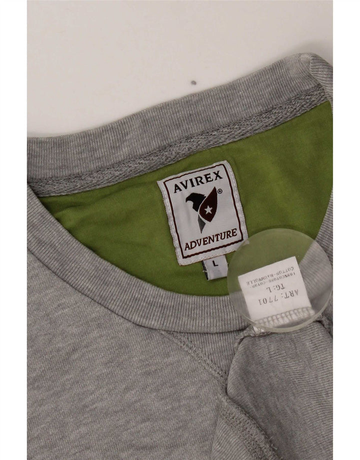 Avirex Mens Graphic Regular Fit Sweatshirt Jumper Large Grey Cotton