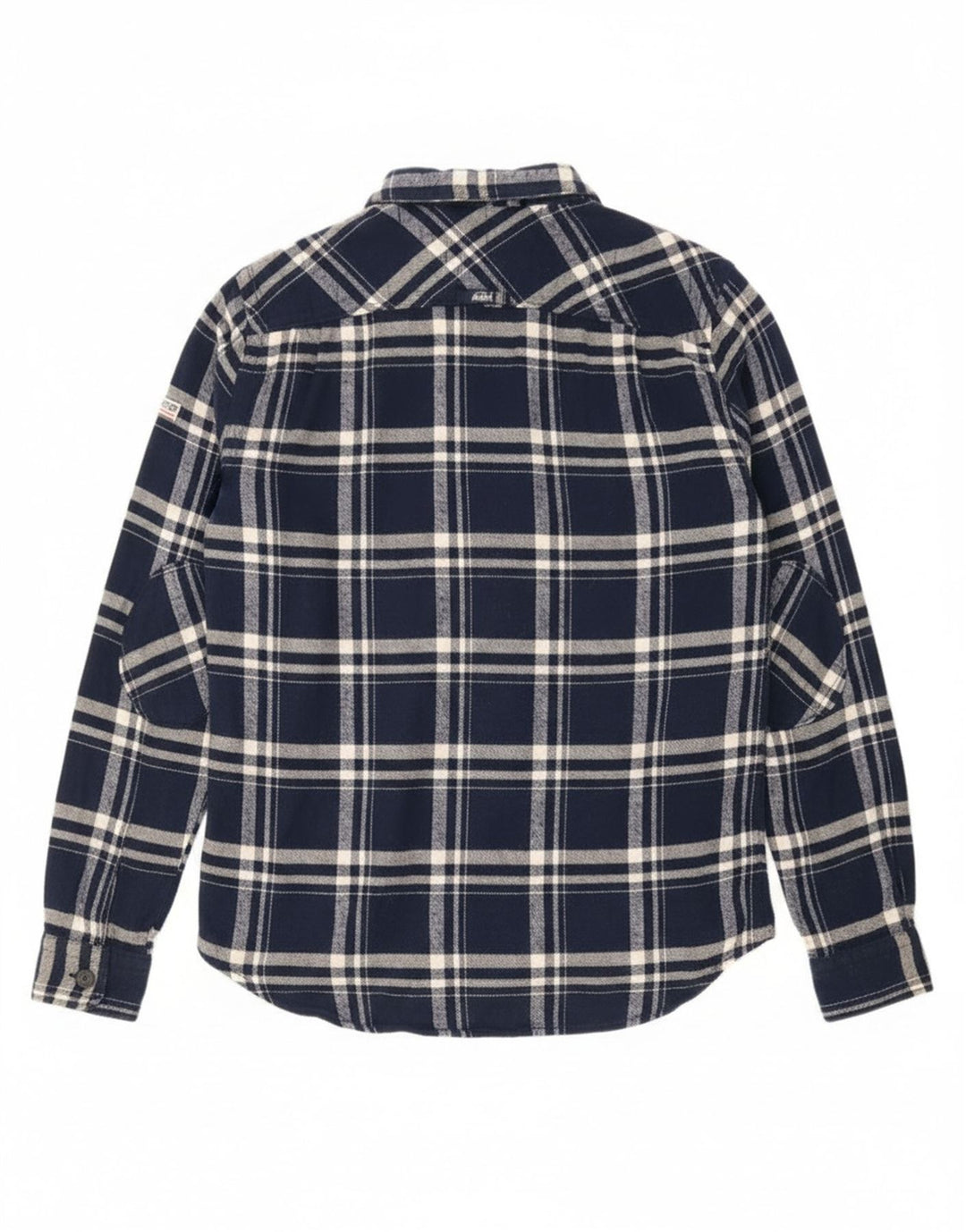 Superdry Mens Flannel Shirt Large Navy Blue Check Cotton