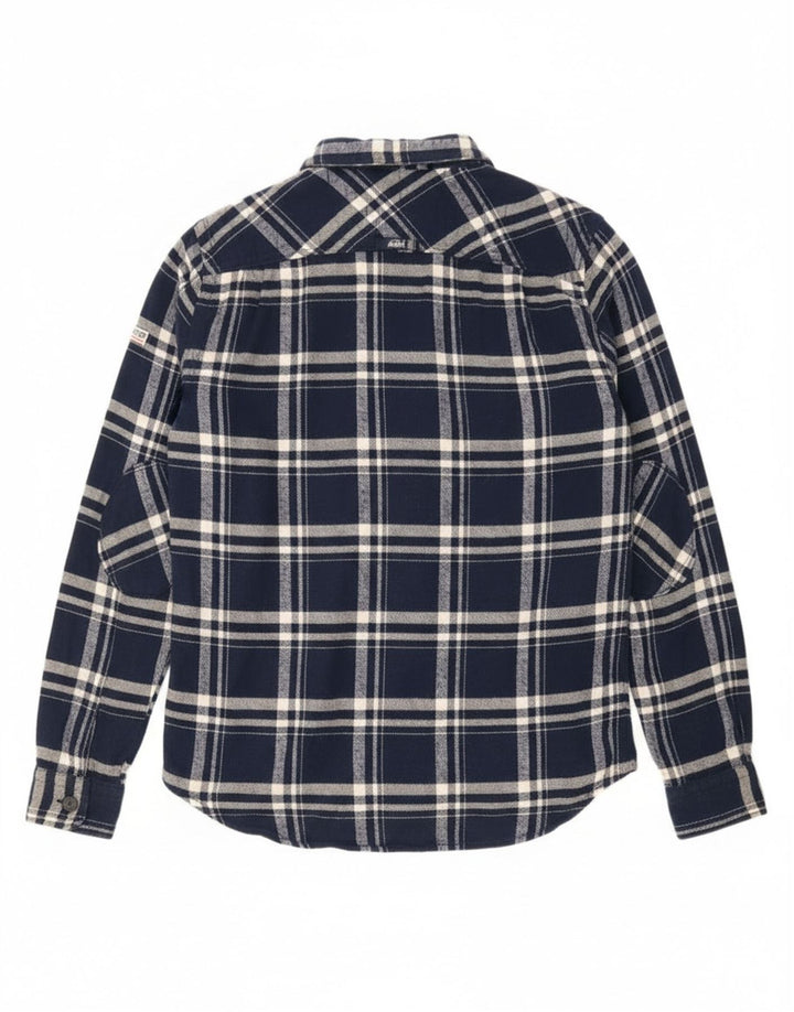 Superdry Mens Flannel Shirt Large Navy Blue Check Cotton