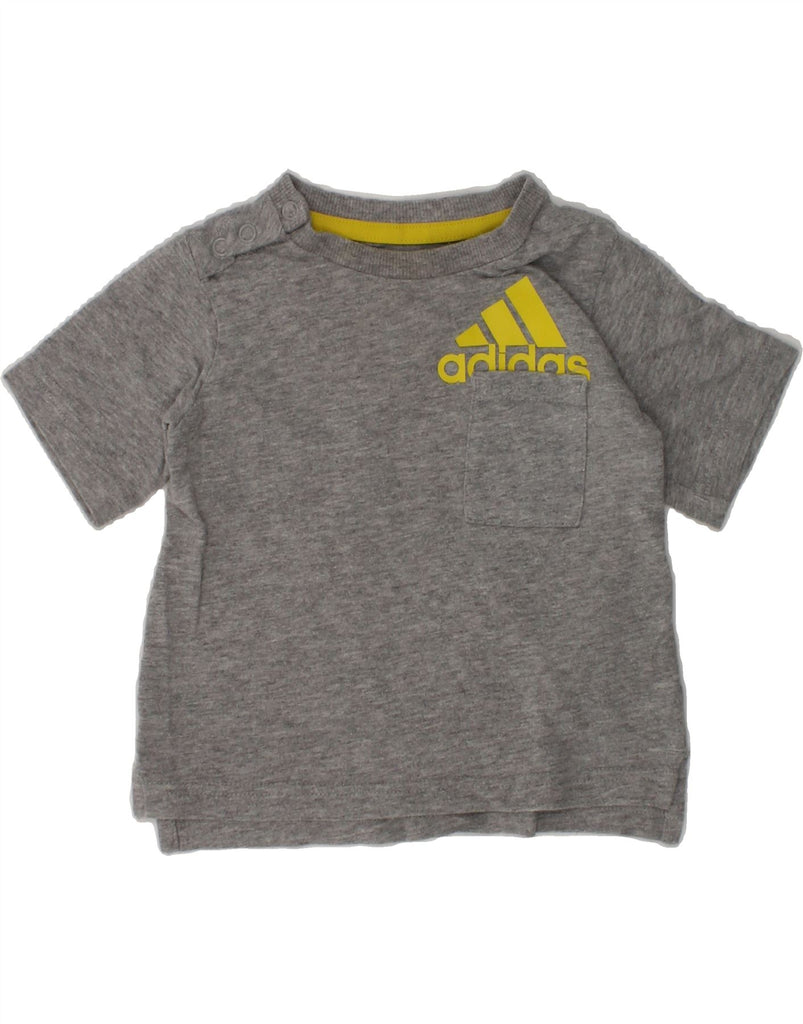 ADIDAS Baby Boys Graphic T-Shirt Top 3-6 Months Grey Cotton | Vintage Adidas | Thrift | Second-Hand Adidas | Used Clothing | Messina Hembry 