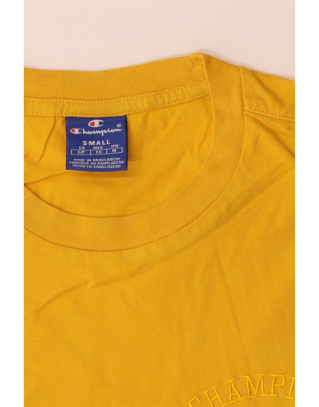 Champion Mens T-Shirt Top Small Yellow Cotton