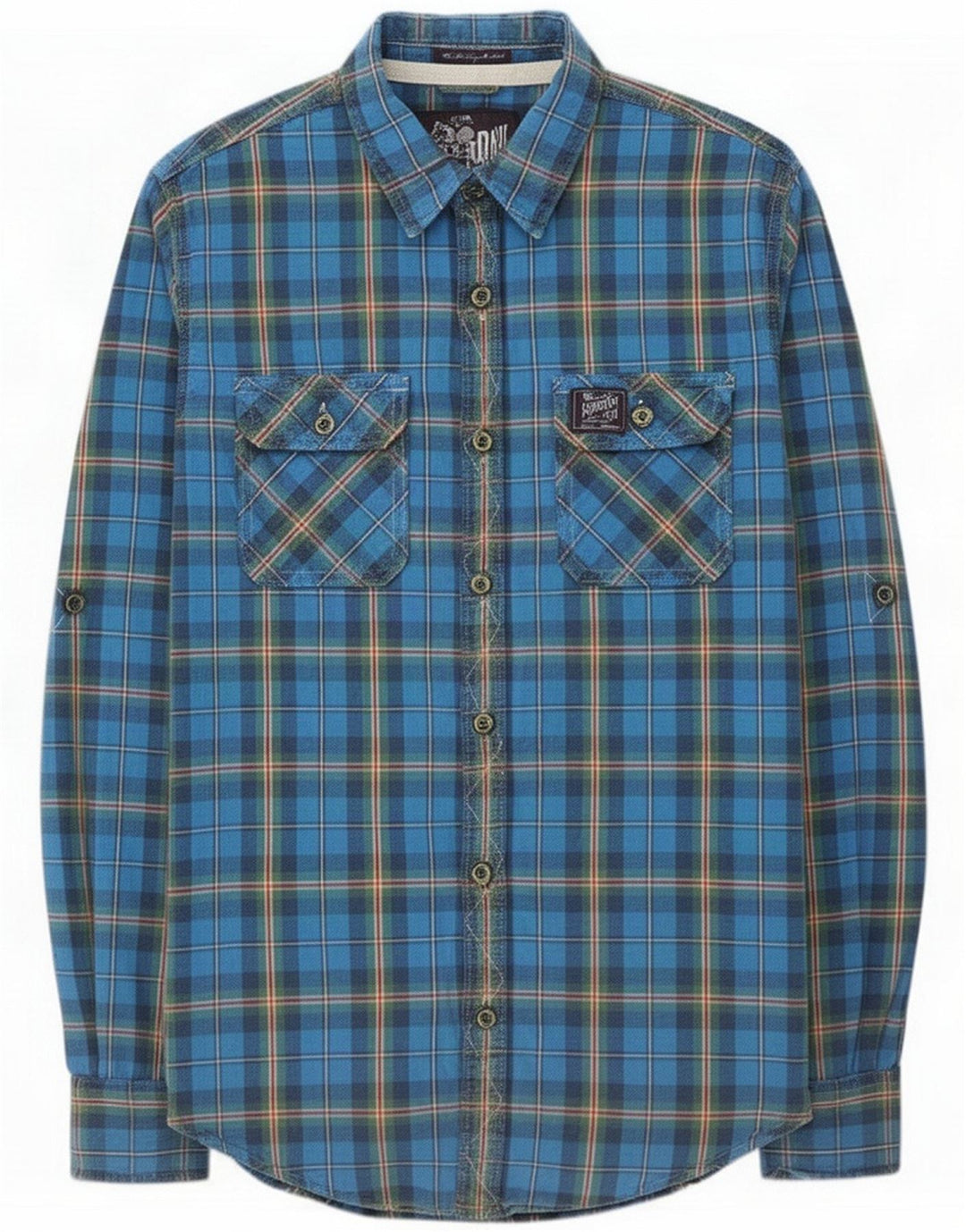 Superdry Mens Flannel Shirt Large Blue Check Cotton