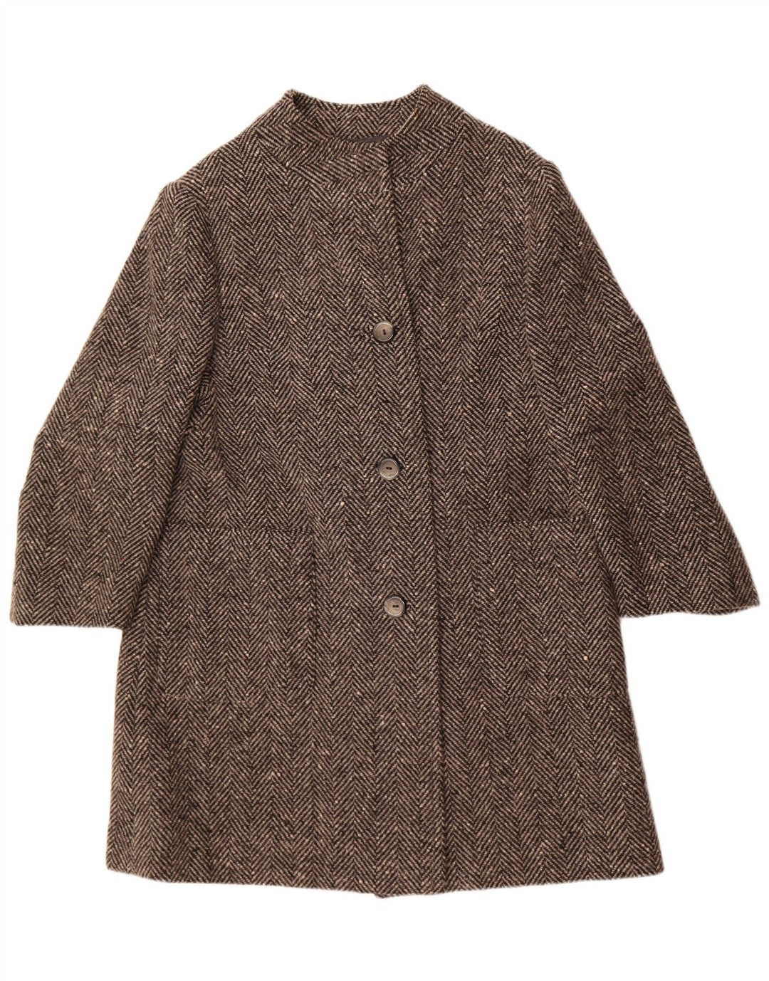 Vintage Womens Overcoat UK 14 Medium Grey Herringbone
