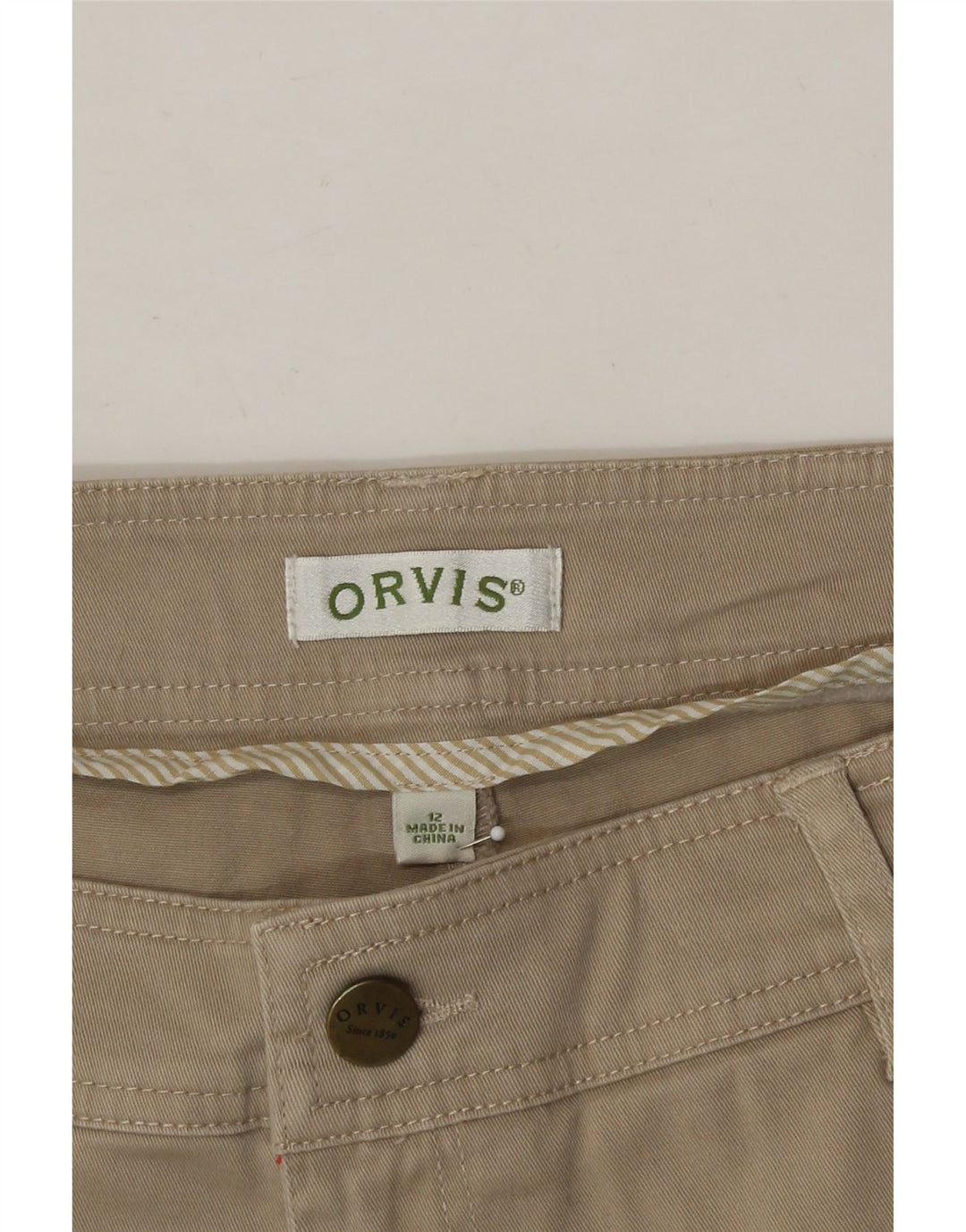 ORVIS Womens Casual Shorts US 12 Large W34  Beige Cotton Vintage Orvis and Second-Hand Orvis from Messina Hembry 