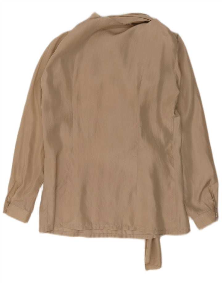 Vintage Womens Front Tie Blouse Top UK 12 Medium Beige