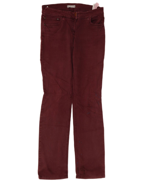 Marks & Spencer Womens Straight Jeans UK 12 Medium W34 L33 Burgundy Cotton