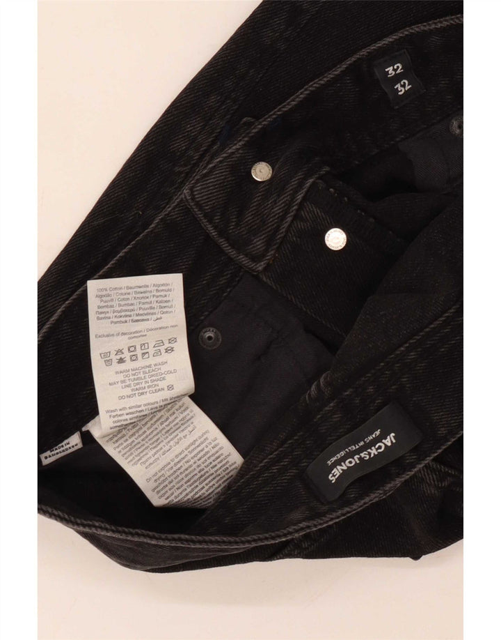Jack & Jones Mens Straight Jeans W32 L32 Black Cotton