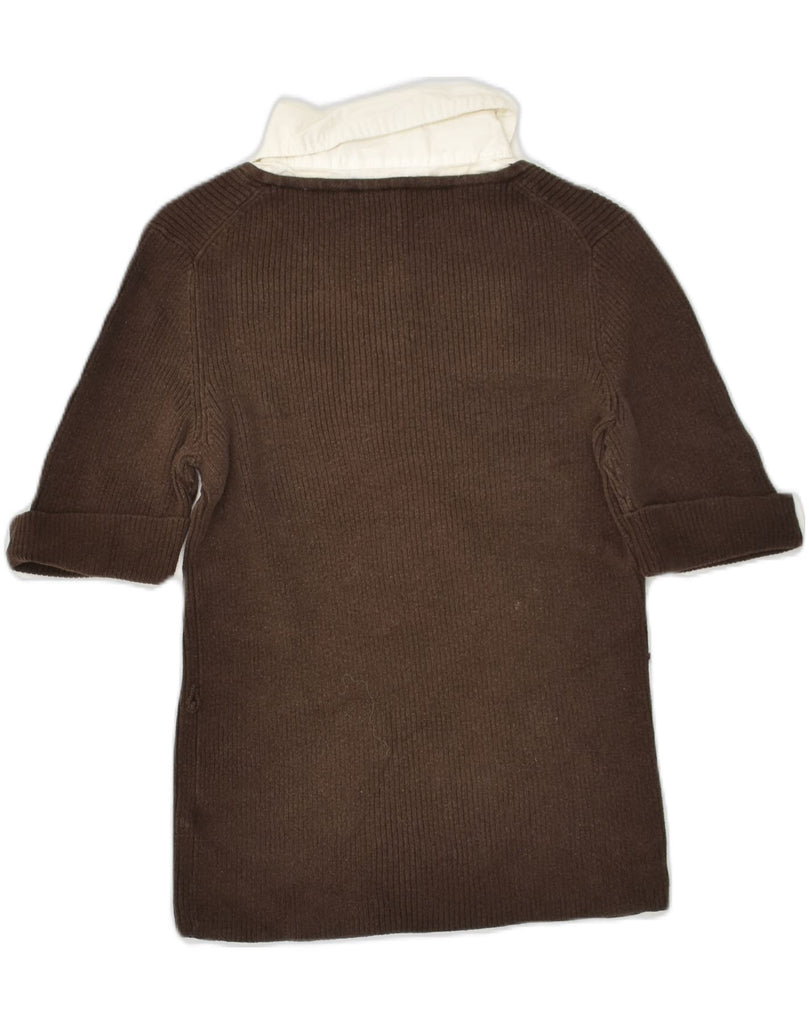 MICHAEL KORS Womens Short Sleeve Polo Neck Jumper Sweater UK 8 Small Brown | Vintage Michael Kors | Thrift | Second-Hand Michael Kors | Used Clothing | Messina Hembry 