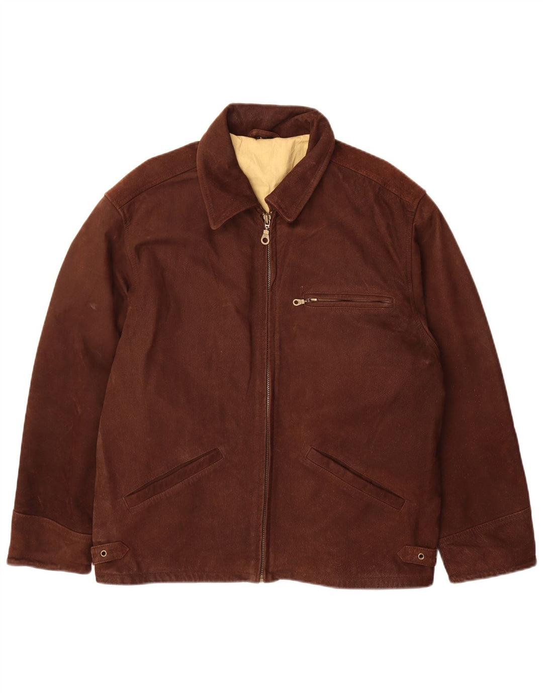 Vintage Mens Leather Jacket UK 40 Large Brown Leather