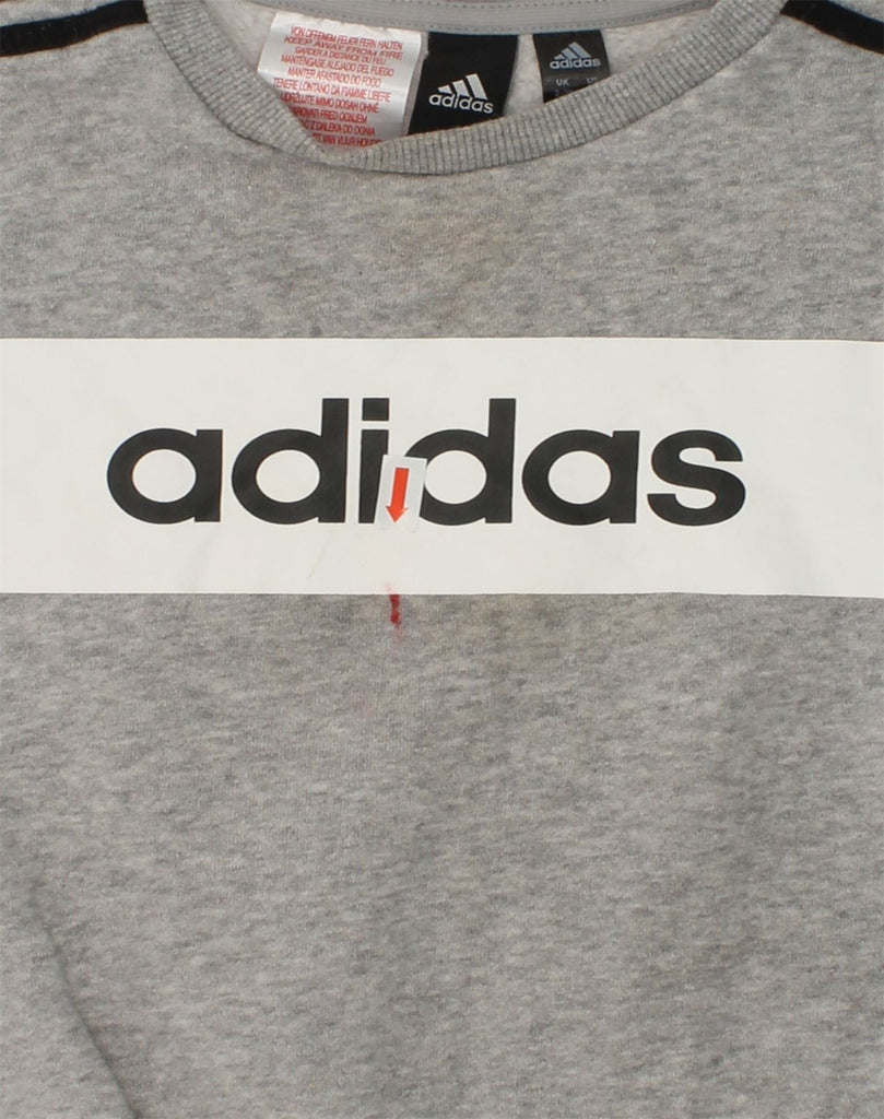 ADIDAS Boys Graphic Sweatshirt Jumper 2-3 Years Grey Cotton | Vintage Adidas | Thrift | Second-Hand Adidas | Used Clothing | Messina Hembry 