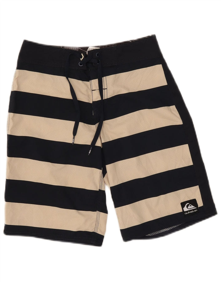 Quiksilver Boys Swimming Shorts 9-10 Years Navy Blue Striped Polyester