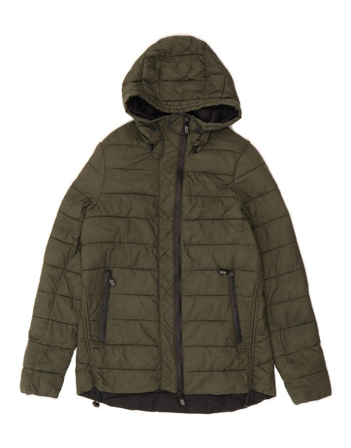 SUPERDRY Womens Hooded Padded Jacket UK 8 Small Green Nylon Vintage Superdry and Second-Hand Superdry from Messina Hembry 