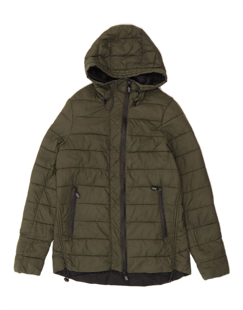 SUPERDRY Womens Hooded Padded Jacket UK 8 Small Green Nylon Vintage Superdry and Second-Hand Superdry from Messina Hembry 