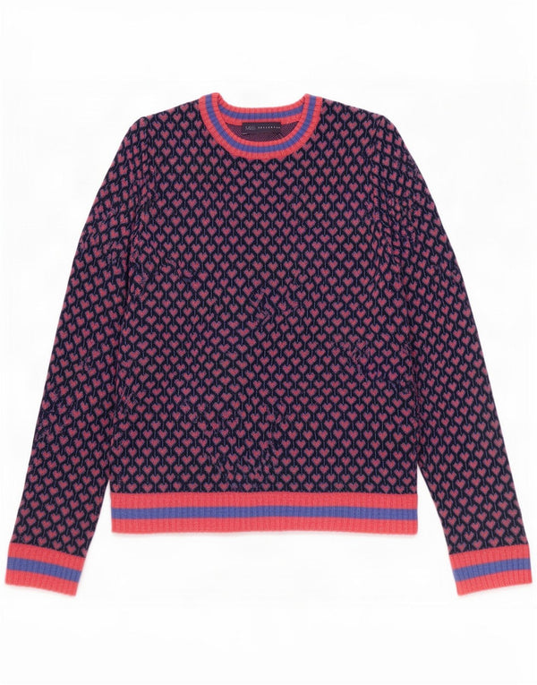 Marks & Spencer Womens Crew Neck Jumper Sweater UK 14 Large Blue Heart