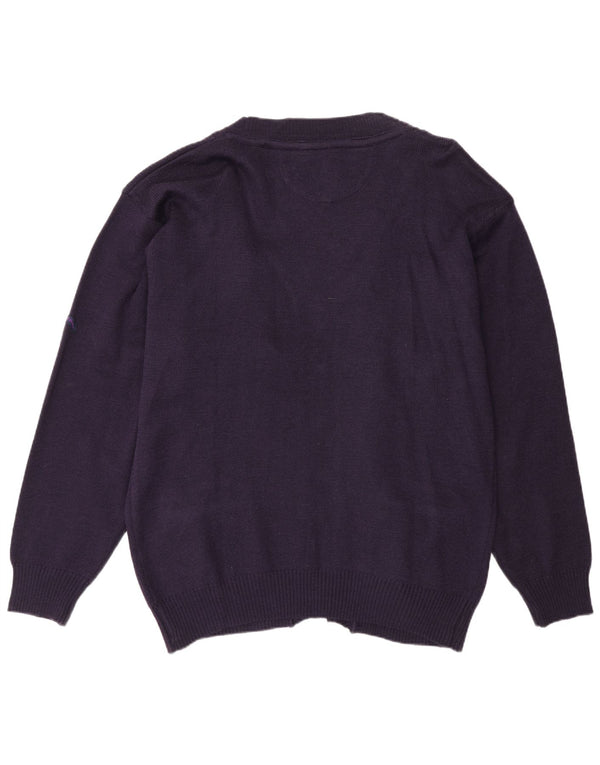 Vintage Mens Open Cardigan Sweater 3XL Purple Acrylic