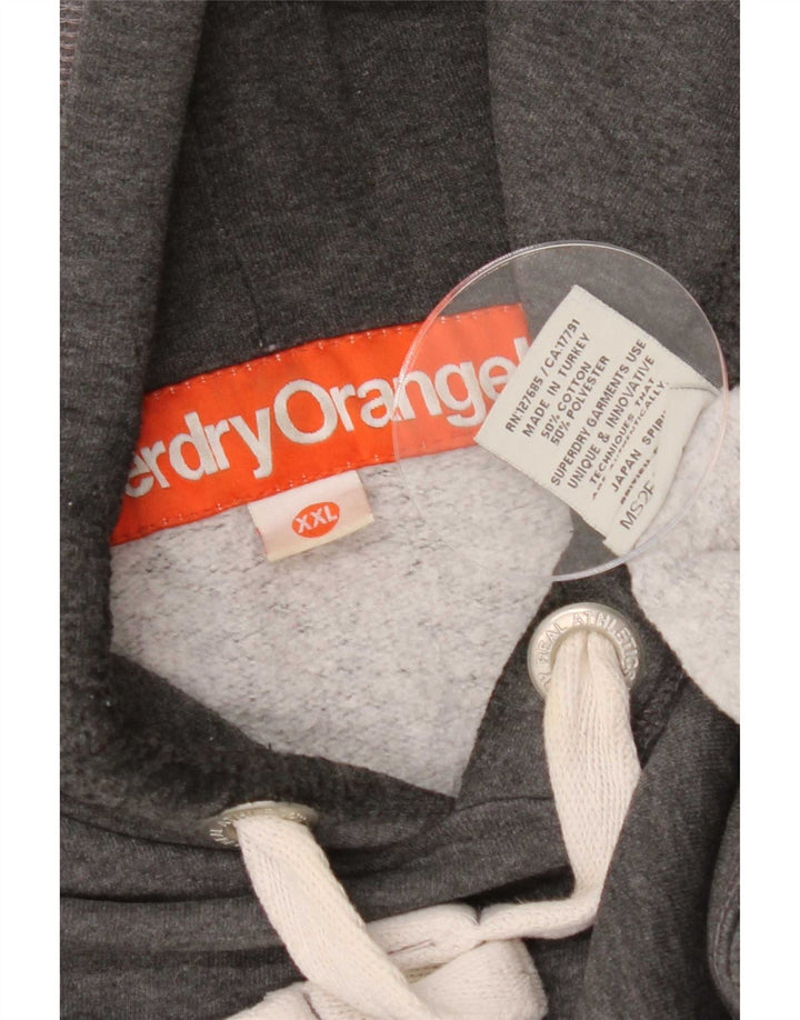 Superdry Mens Hoodie Jumper 2XL Grey Cotton