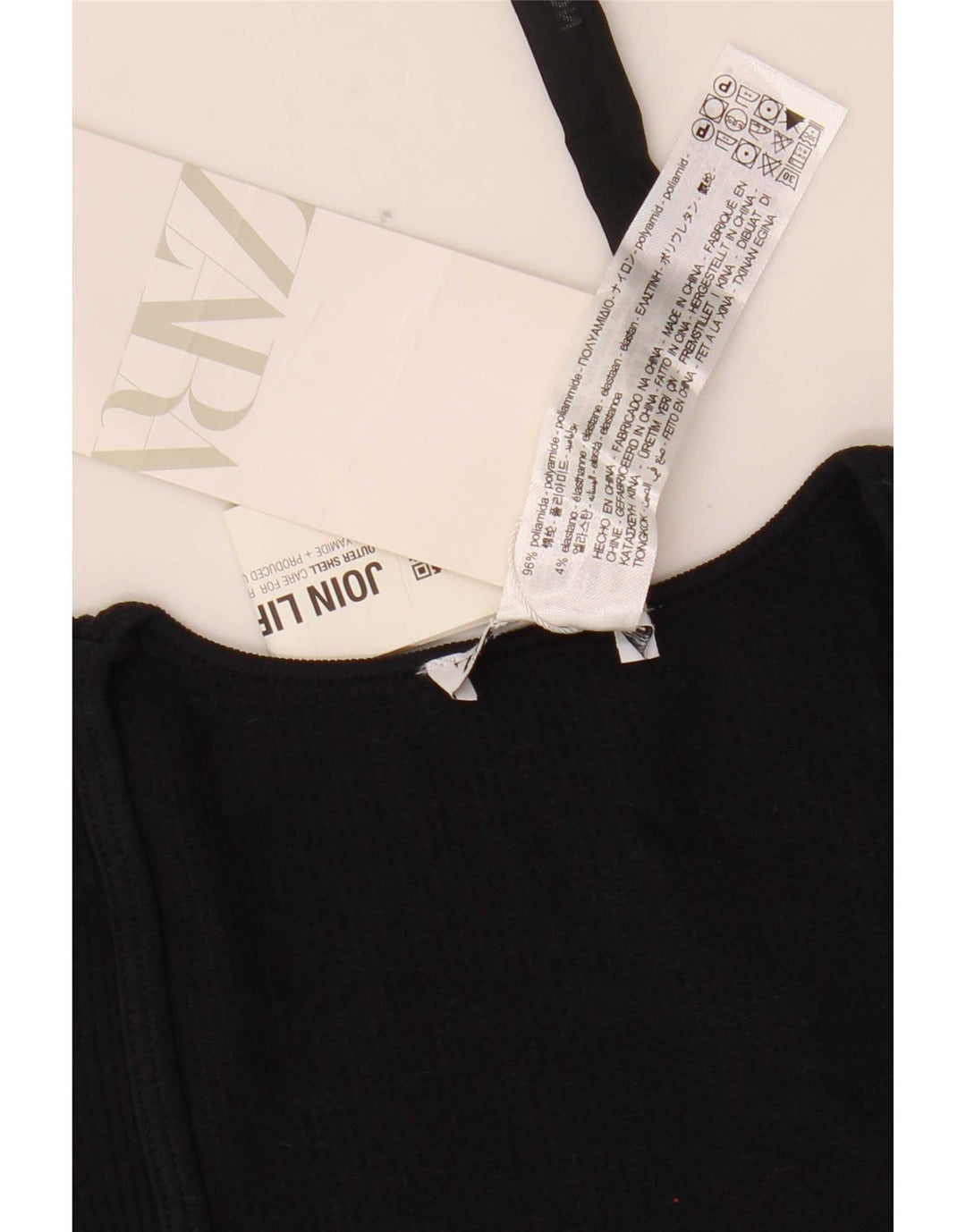 Zara Womens Crop Top Long Sleeve UK 4 XS Black Polyamide