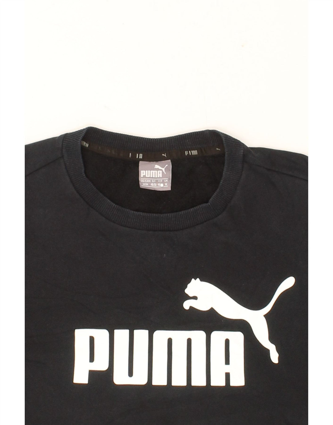 PUMA Mens Graphic Sweatshirt Jumper Medium Black Cotton Vintage Puma and Second-Hand Puma from Messina Hembry 