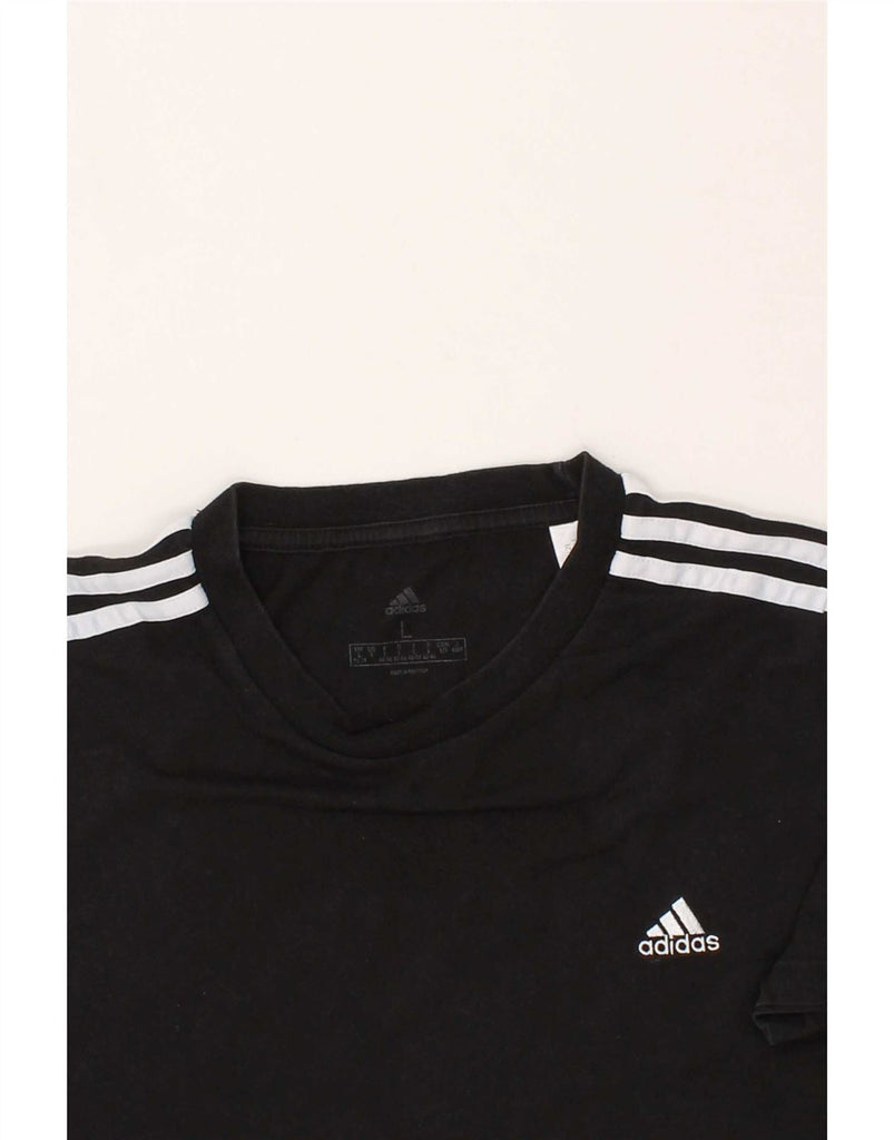 ADIDAS Womens T-Shirt Top UK 16/18 Large Black Cotton Vintage Adidas and Second-Hand Adidas from Messina Hembry 