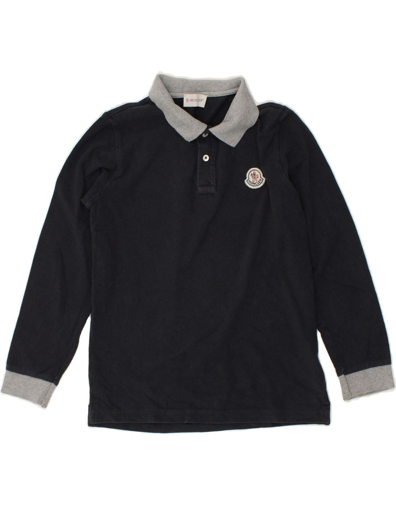 MONCLER Boys Long Sleeve Polo Shirt 9-10 Years Navy Blue Cotton | Vintage Moncler | Thrift | Second-Hand Moncler | Used Clothing | Messina Hembry 
