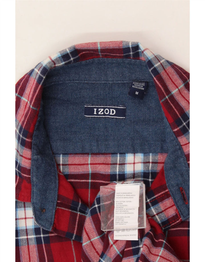 IZOD Mens Flannel Shirt Medium Burgundy Check Cotton Vintage Izod and Second-Hand Izod from Messina Hembry 