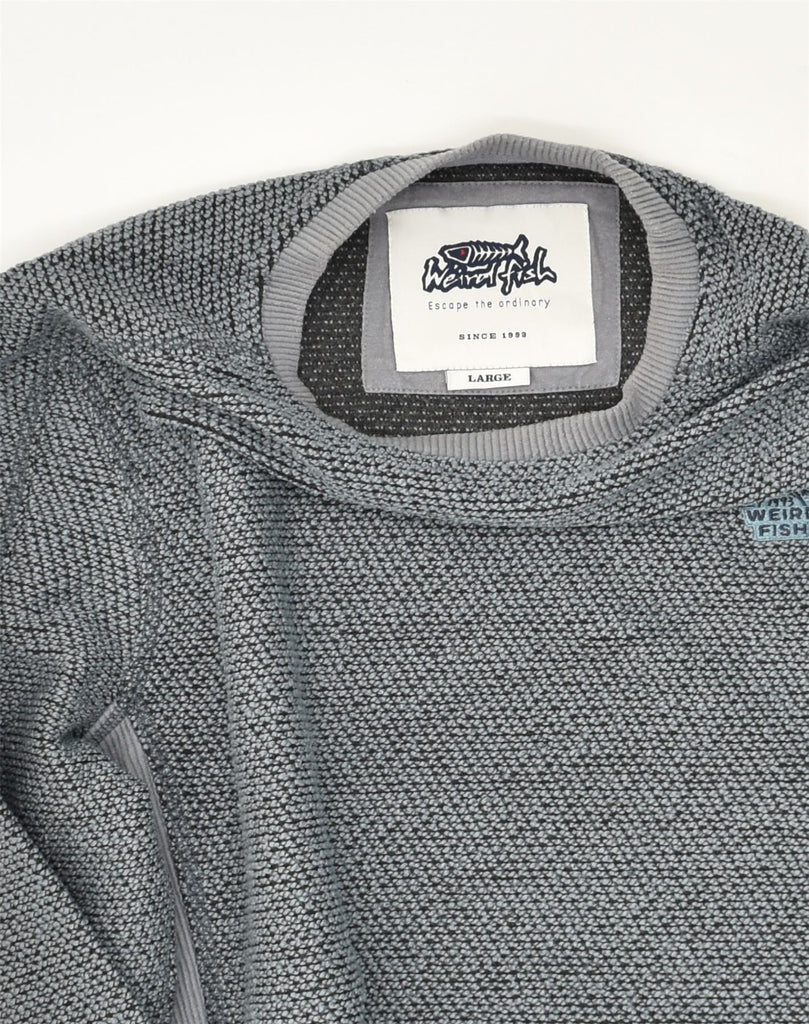 WEIRD FISH Mens Crew Neck Jumper Sweater Large Grey Acrylic | Vintage Weird Fish | Thrift | Second-Hand Weird Fish | Used Clothing | Messina Hembry 