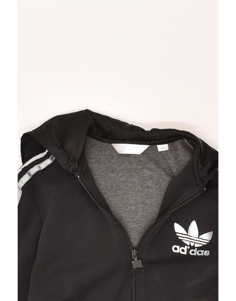 ADIDAS Womens Zip Hoodie Sweater EU 38 Medium Black Polyester | Vintage Adidas | Thrift | Second-Hand Adidas | Used Clothing | Messina Hembry 