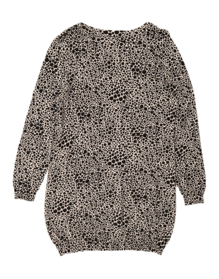 MARKS & SPENCER Womens Long Sleeve Jumper Dress UK 14 Medium Black Spotted Vintage Marks & Spencer and Second-Hand Marks & Spencer from Messina Hembry 