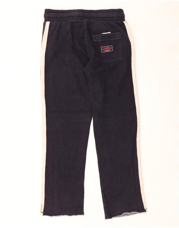 SUPERDRY Mens Graphic Tracksuit Trousers Small Navy Blue Colourblock