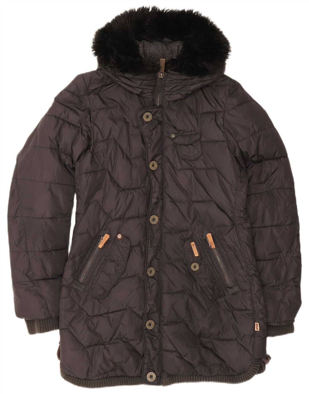KHUJO Mens Hooded Padded Jacket UK 40 Large Black Nylon