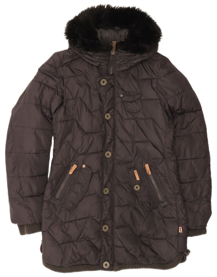 KHUJO Mens Hooded Padded Jacket UK 40 Large Black Nylon