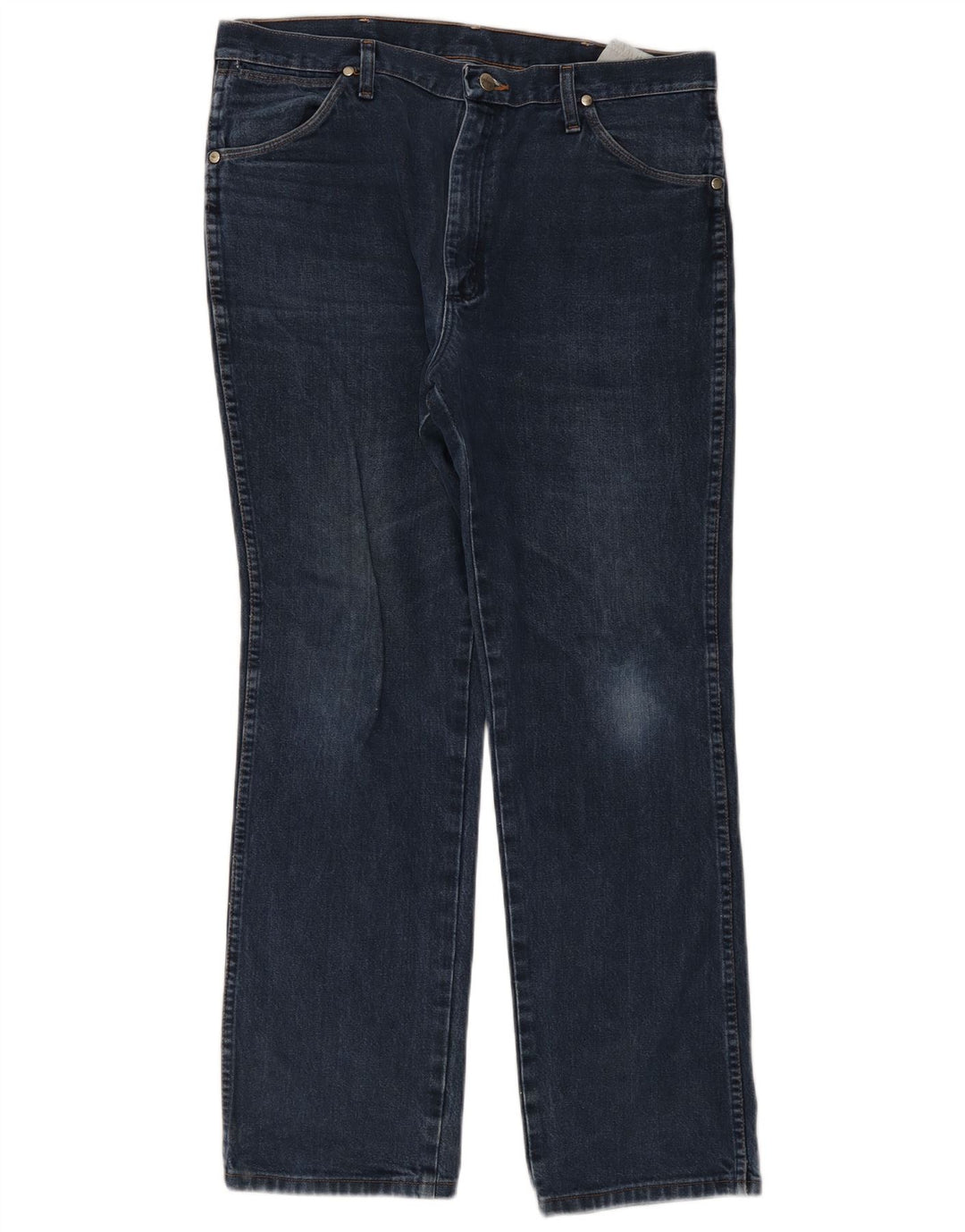 Wrangler Mens Straight Jeans W36 L32 Navy Blue Cotton