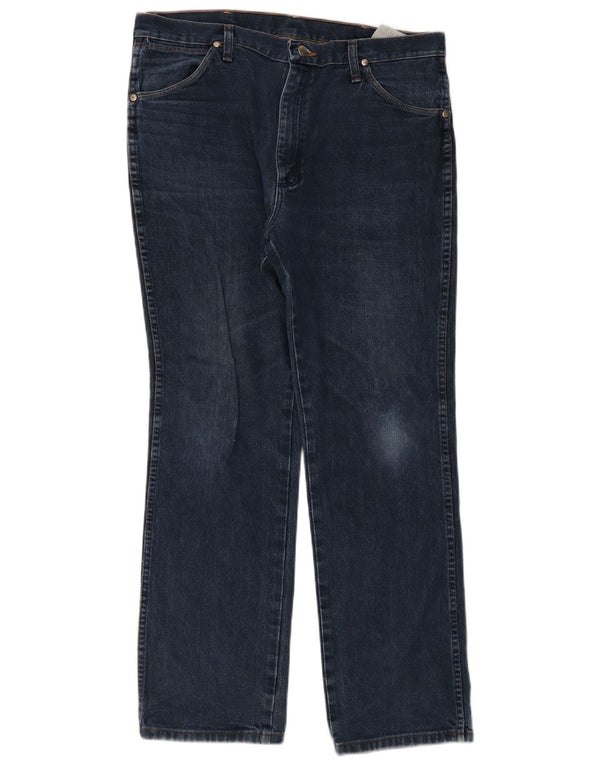 Wrangler Mens Straight Jeans W36 L32 Navy Blue Cotton