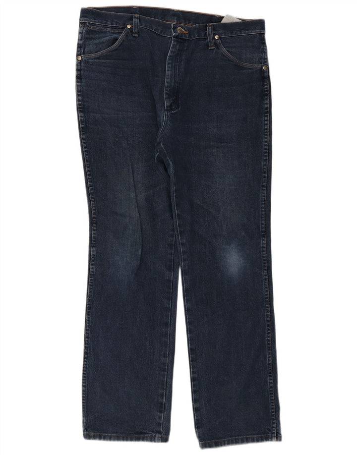 Wrangler Mens Straight Jeans W36 L32 Navy Blue Cotton