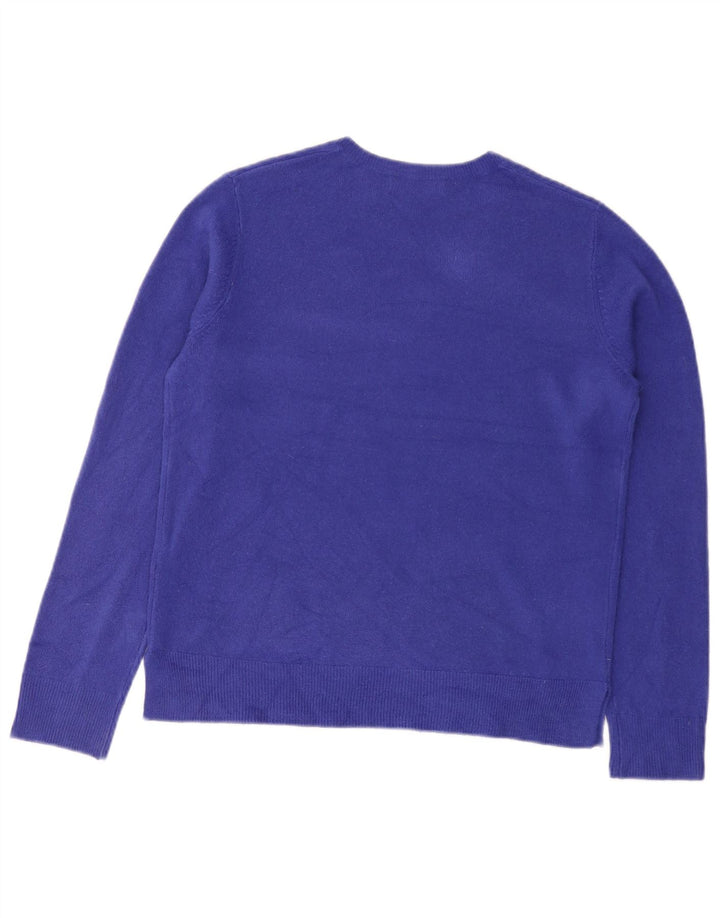 Marks & Spencer Womens V-Neck Jumper Sweater UK 12 Medium  Blue Acrylic
