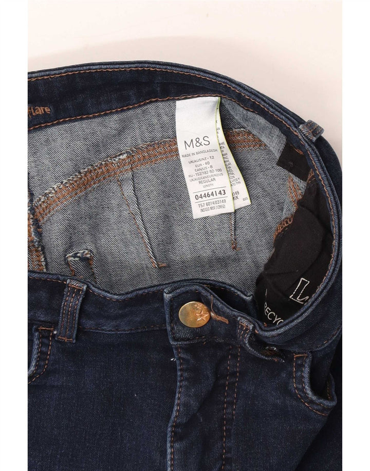 Marks & Spencer Womens Flared Jeans UK 12 Medium W30 L27 Navy Blue